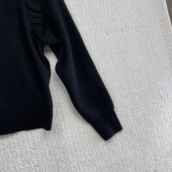 Lofty Manner Black Ruffle Shoulder Long Sleeve Knit Sweater Womens Sz Small - Picture 13 of 15